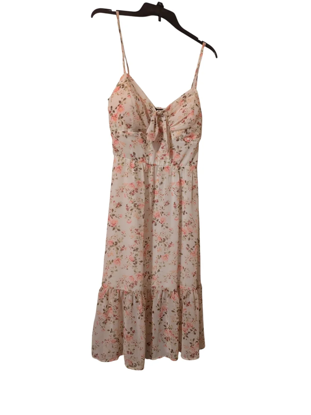 NWOT As U Wish Floral Tie-Front Dress with Pink & Green Accents Size XL